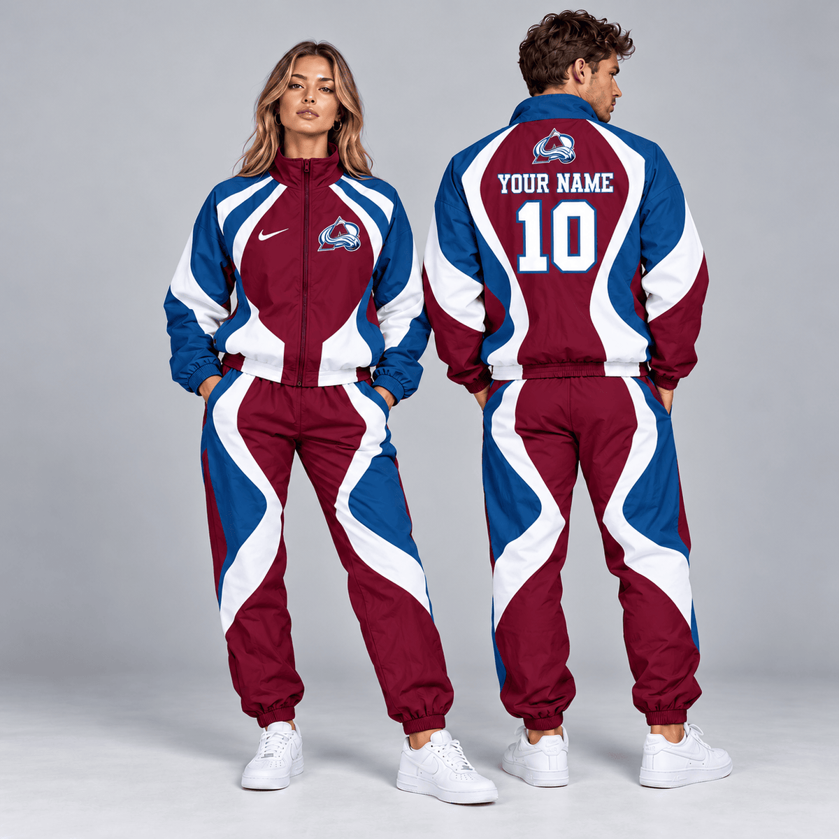 Colorado Avalanche | Premium NHL Dynamic S-Curve Colorblock Full Zip Track Jacket and Matching Jogger Pants Set with Custom Name and Number NDN cover