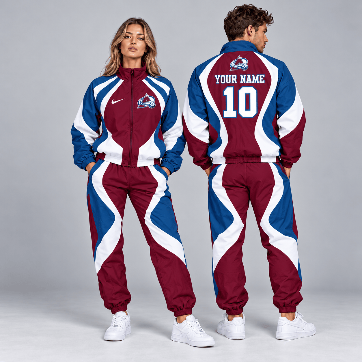 Colorado Avalanche | Premium NHL Dynamic S-Curve Colorblock Full Zip Track Jacket and Matching Jogger Pants Set with Custom Name and Number NDN cover