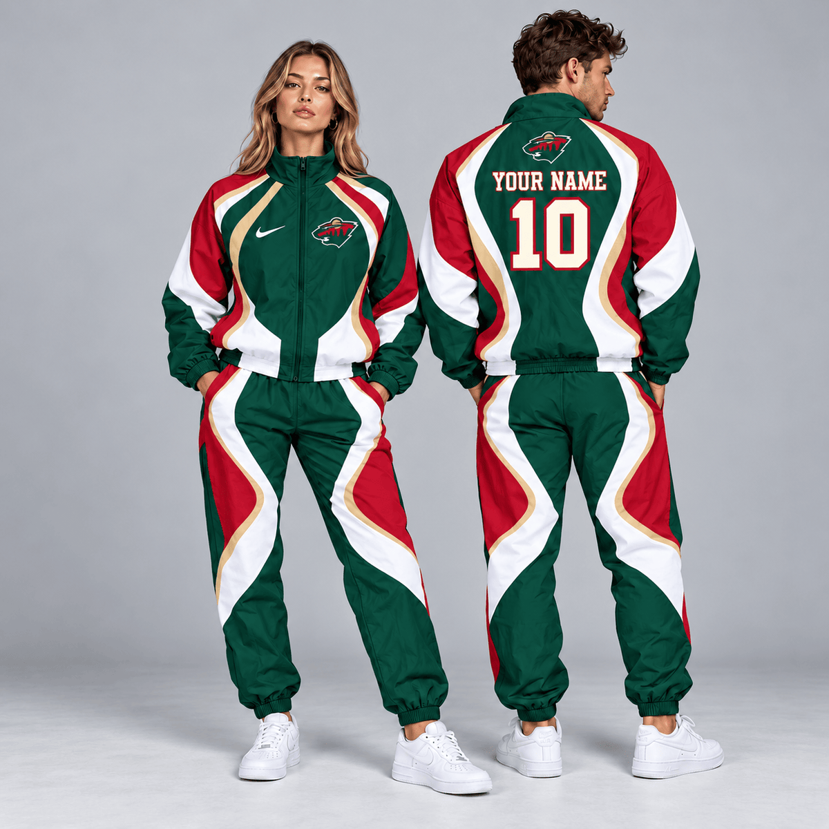 Minnesota Wild | Premium NHL Dynamic S-Curve Colorblock Full Zip Track Jacket and Matching Jogger Pants Set with Custom Name and Number NDN cover