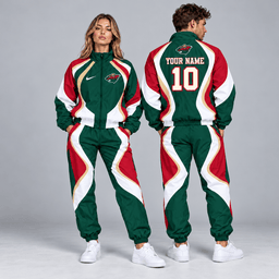 Minnesota Wild | Premium NHL Dynamic S-Curve Colorblock Full Zip Track Jacket and Matching Jogger Pants Set with Custom Name and Number NDN cover