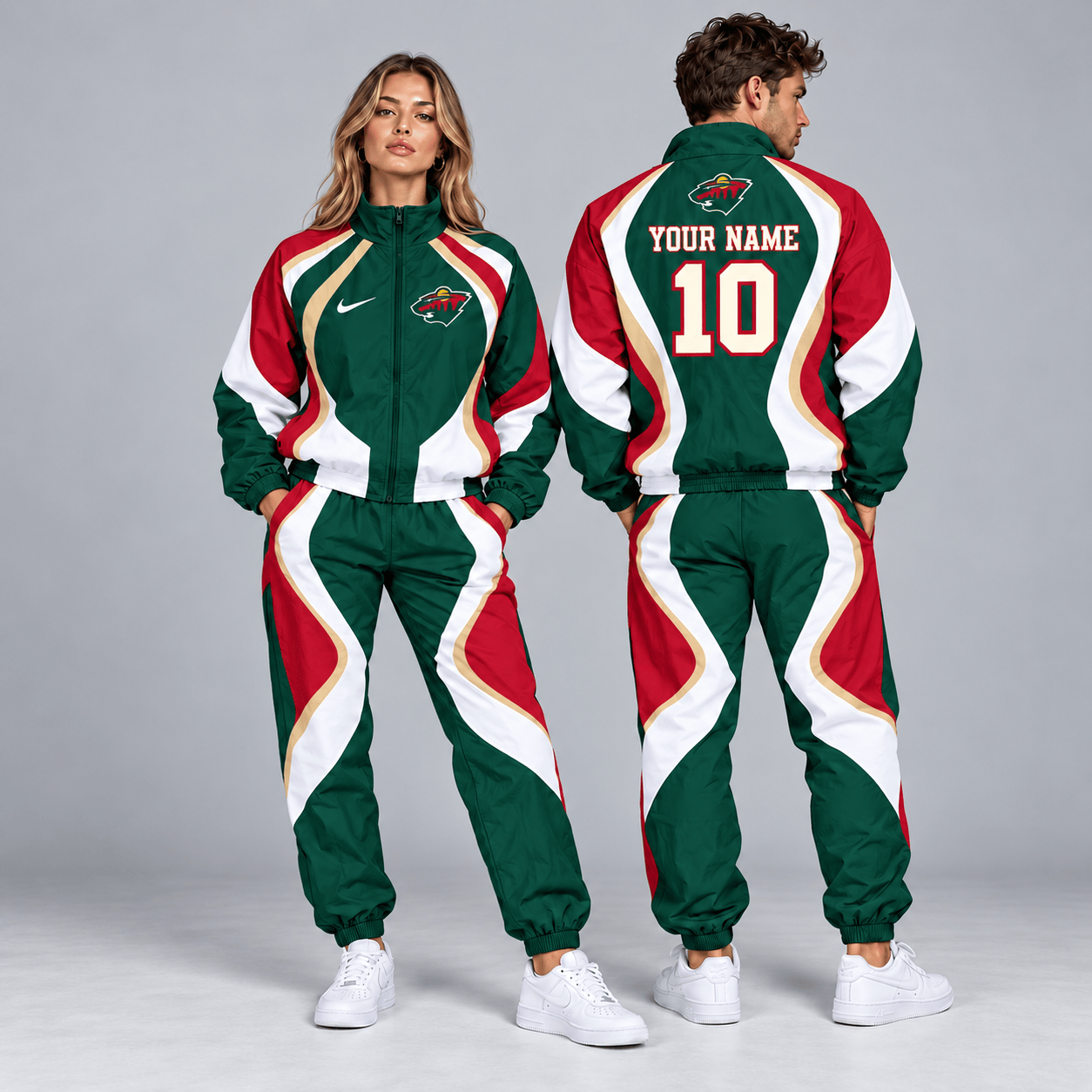 Minnesota Wild | Premium NHL Dynamic S-Curve Colorblock Full Zip Track Jacket and Matching Jogger Pants Set with Custom Name and Number NDN cover