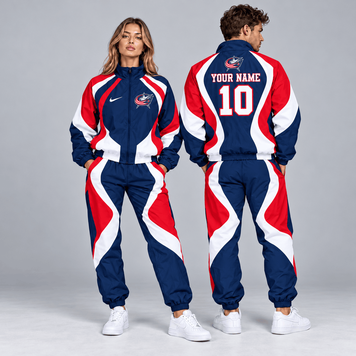 Washington Capitals | Premium NHL Dynamic S-Curve Colorblock Full Zip Track Jacket and Matching Jogger Pants Set with Custom Name and Number NDN cover