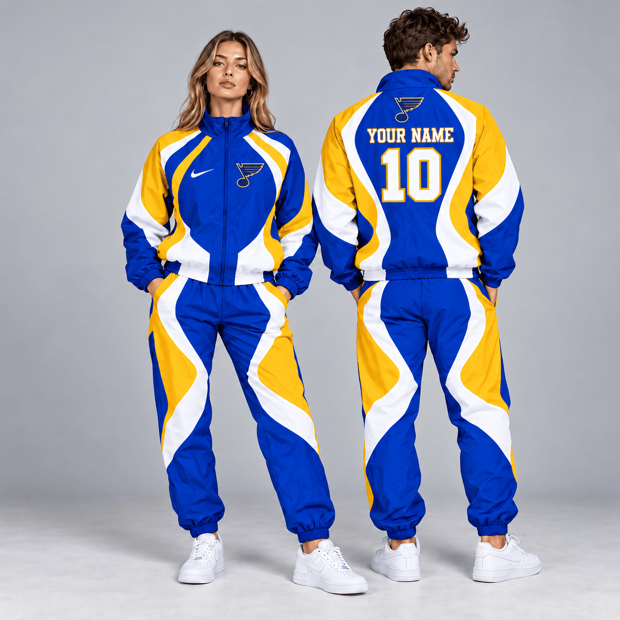 St. Louis Blues | Premium NHL Dynamic S-Curve Colorblock Full Zip Track Jacket and Matching Jogger Pants Set with Custom Name and Number NDN cover