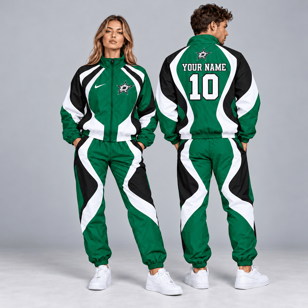 Dallas Stars | Premium NHL Dynamic S-Curve Colorblock Full Zip Track Jacket and Matching Jogger Pants Set with Custom Name and Number NDN cover