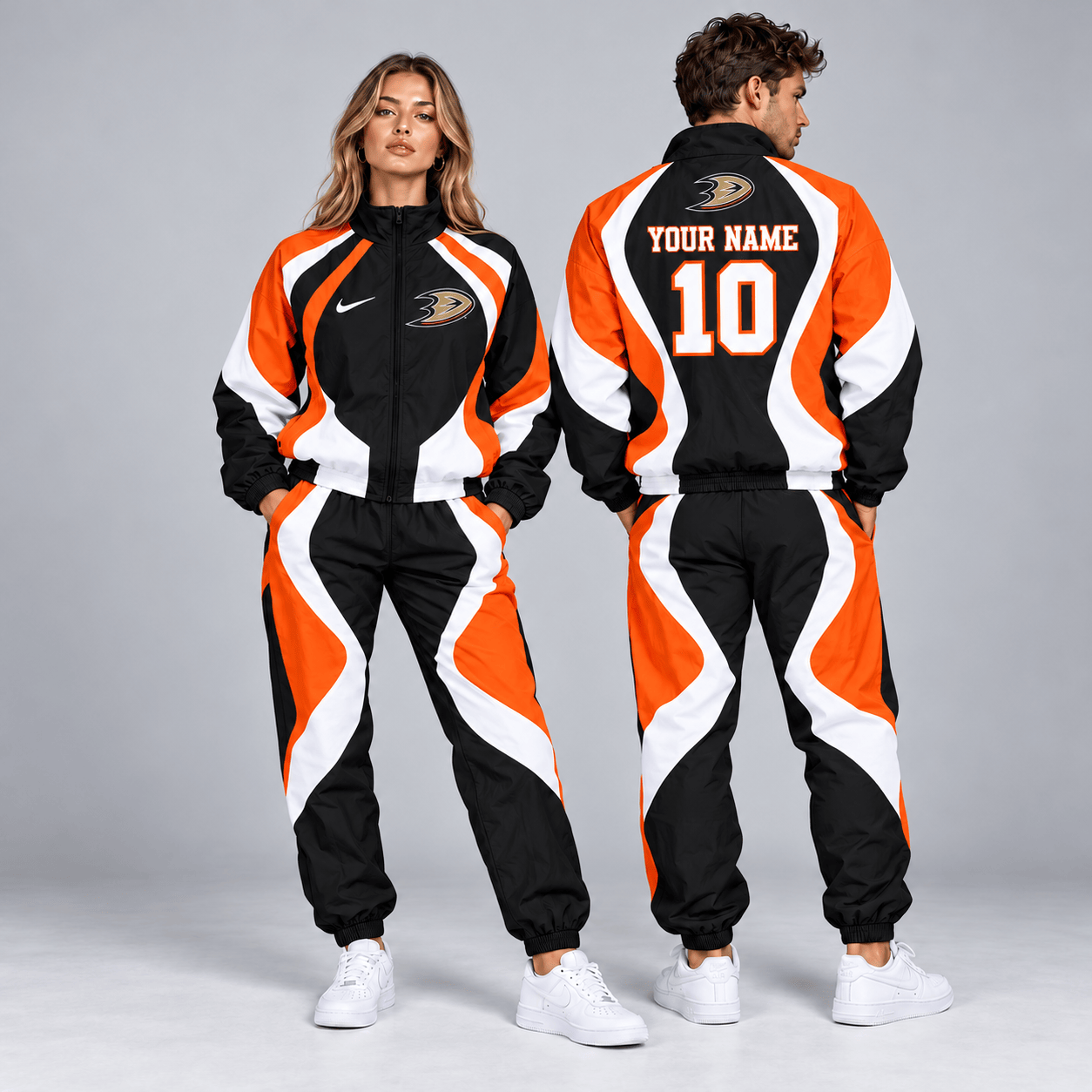 Philadelphia Flyers | Premium NHL Dynamic S-Curve Colorblock Full Zip Track Jacket and Matching Jogger Pants Set with Custom Name and Number NDN cover