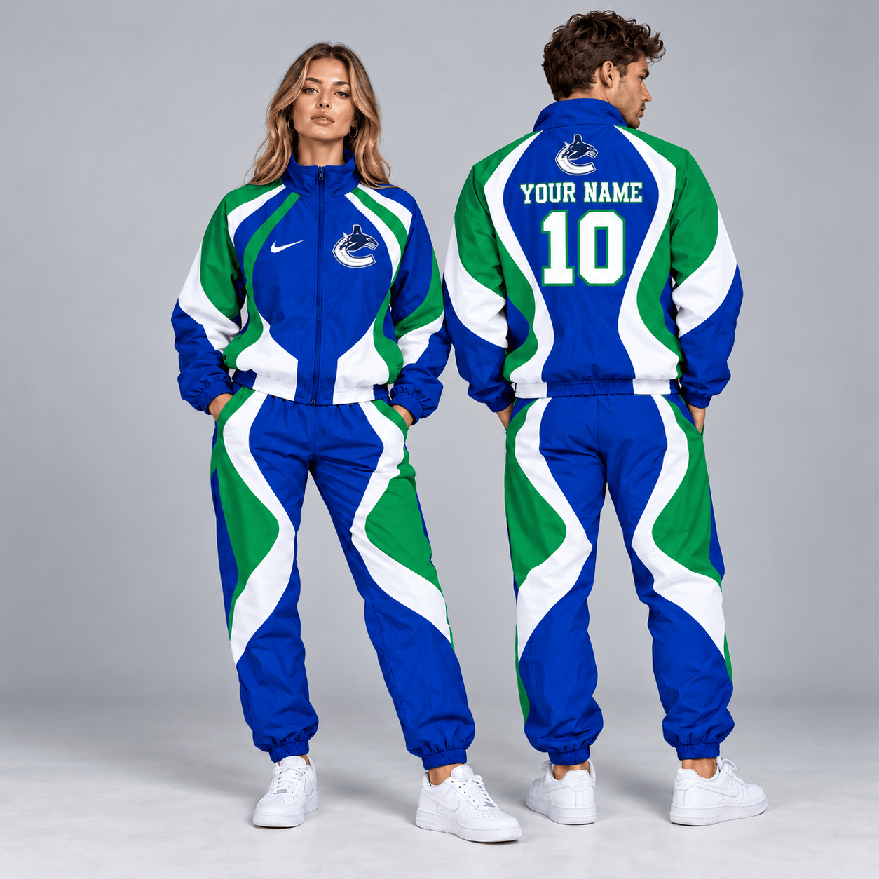 Vancouver Canucks | Premium NHL Dynamic S-Curve Colorblock Full Zip Track Jacket and Matching Jogger Pants Set with Custom Name and Number NDN cover