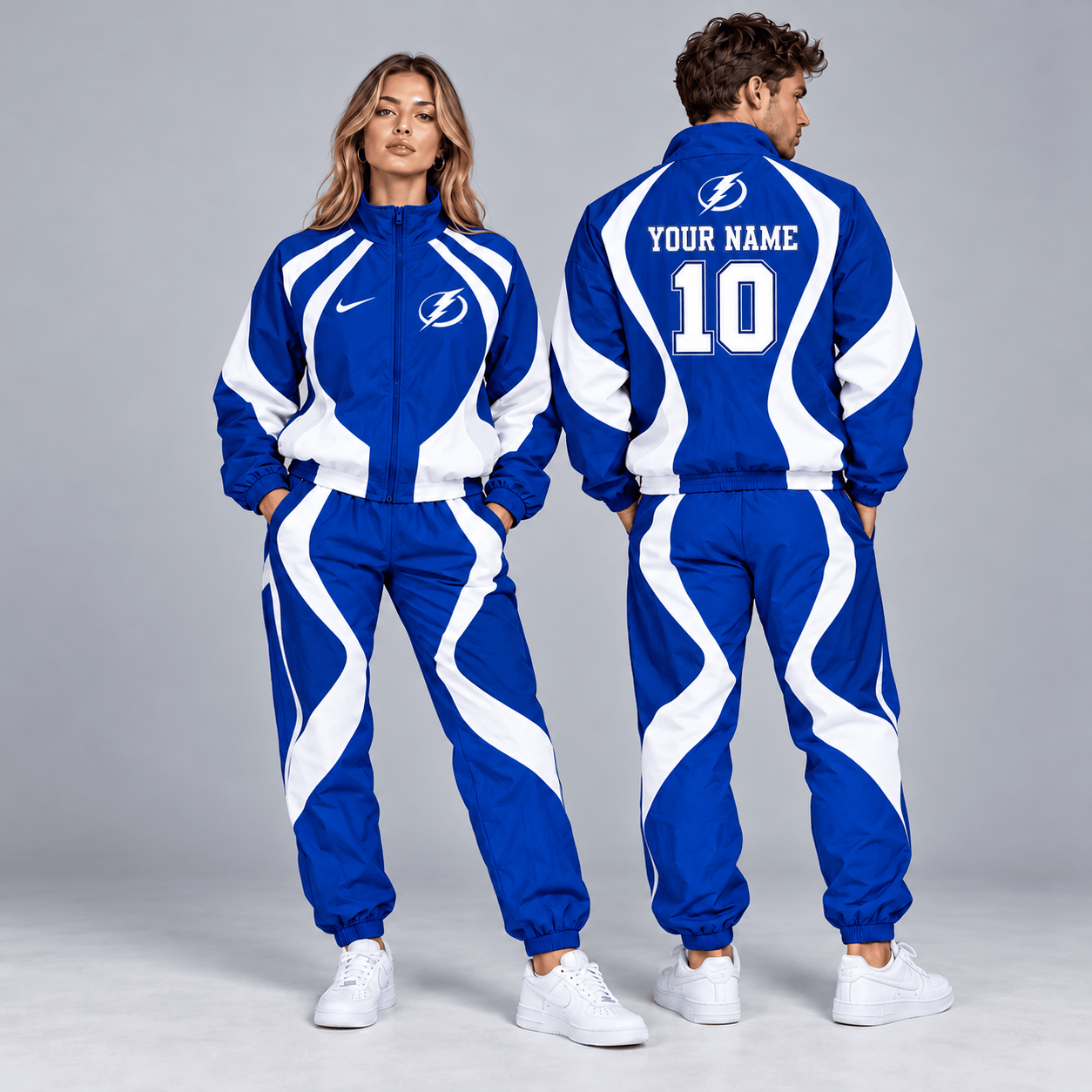 Tampa Bay Lightning | Premium NHL Dynamic S-Curve Colorblock Full Zip Track Jacket and Matching Jogger Pants Set with Custom Name and Number NDN cover