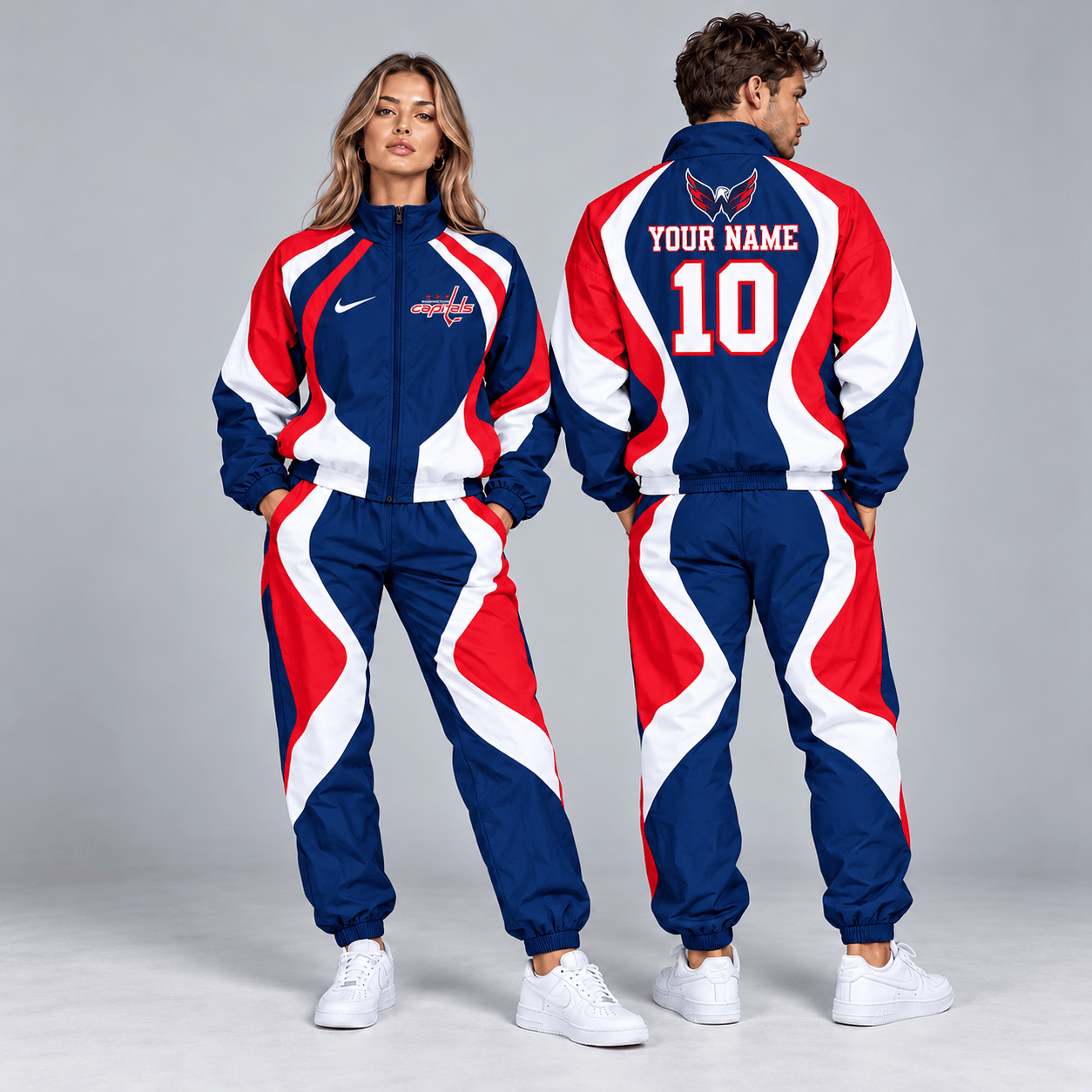 Columbus Blue Jackets | Premium NHL Dynamic S-Curve Colorblock Full Zip Track Jacket and Matching Jogger Pants Set with Custom Name and Number NDN cover