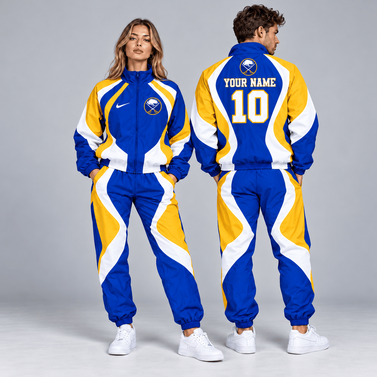 Buffalo Sabres | Premium NHL Dynamic S-Curve Colorblock Full Zip Track Jacket and Matching Jogger Pants Set with Custom Name and Number NDN cover