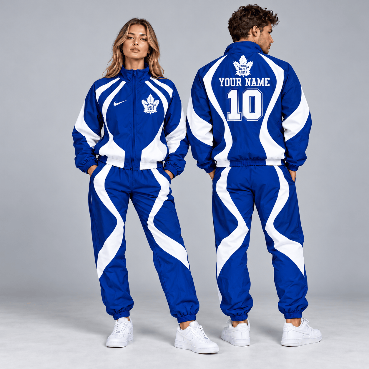 Toronto Maple Leafs | Premium NHL Dynamic S-Curve Colorblock Full Zip Track Jacket and Matching Jogger Pants Set with Custom Name and Number NDN cover