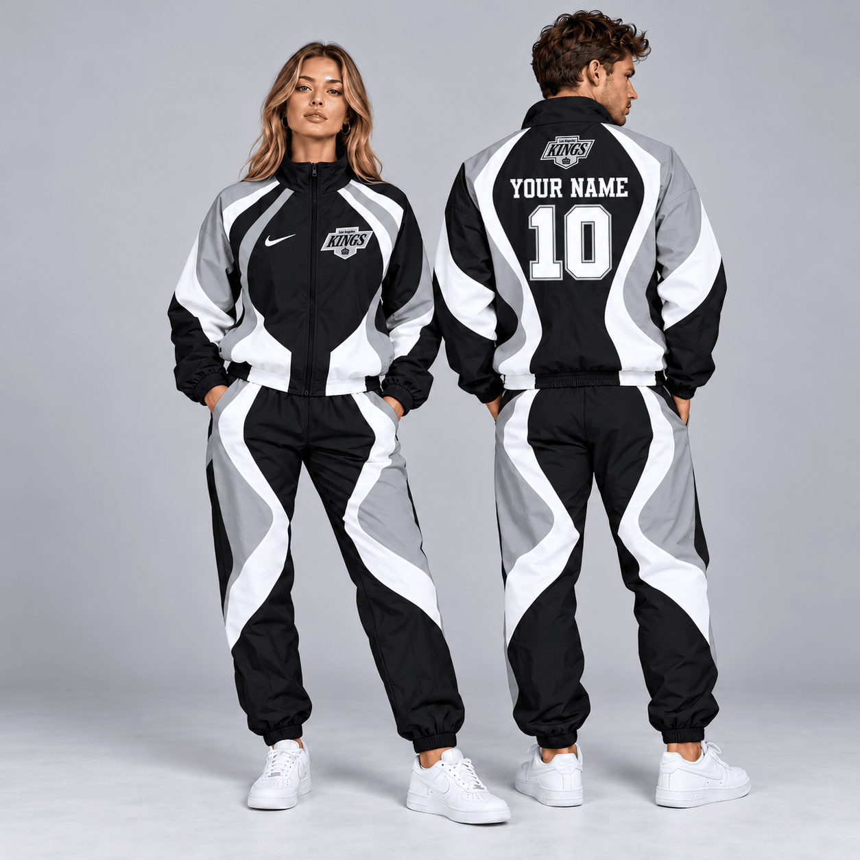 Los Angeles Kings | Premium NHL Dynamic S-Curve Colorblock Full Zip Track Jacket and Matching Jogger Pants Set with Custom Name and Number NDN cover
