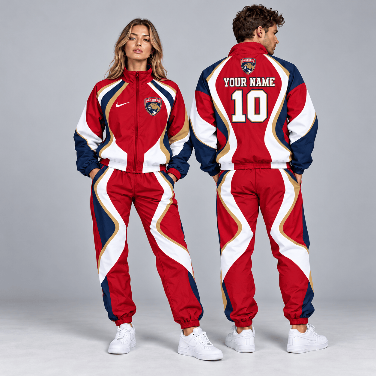 Florida Panthers | Premium NHL Dynamic S-Curve Colorblock Full Zip Track Jacket and Matching Jogger Pants Set with Custom Name and Number NDN cover