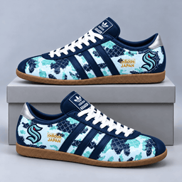 Seattle Kraken | Premium NHL Lightning Japan Low Top Sneakers with Ice Camo Pattern and Classic Gum Sole NDN cover