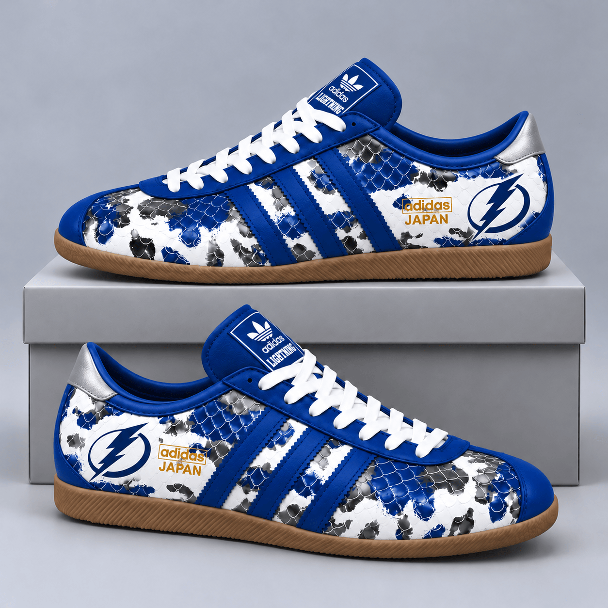 Tampa Bay Lightning | Premium NHL Lightning Japan Low Top Sneakers with Ice Camo Pattern and Classic Gum Sole NDN cover
