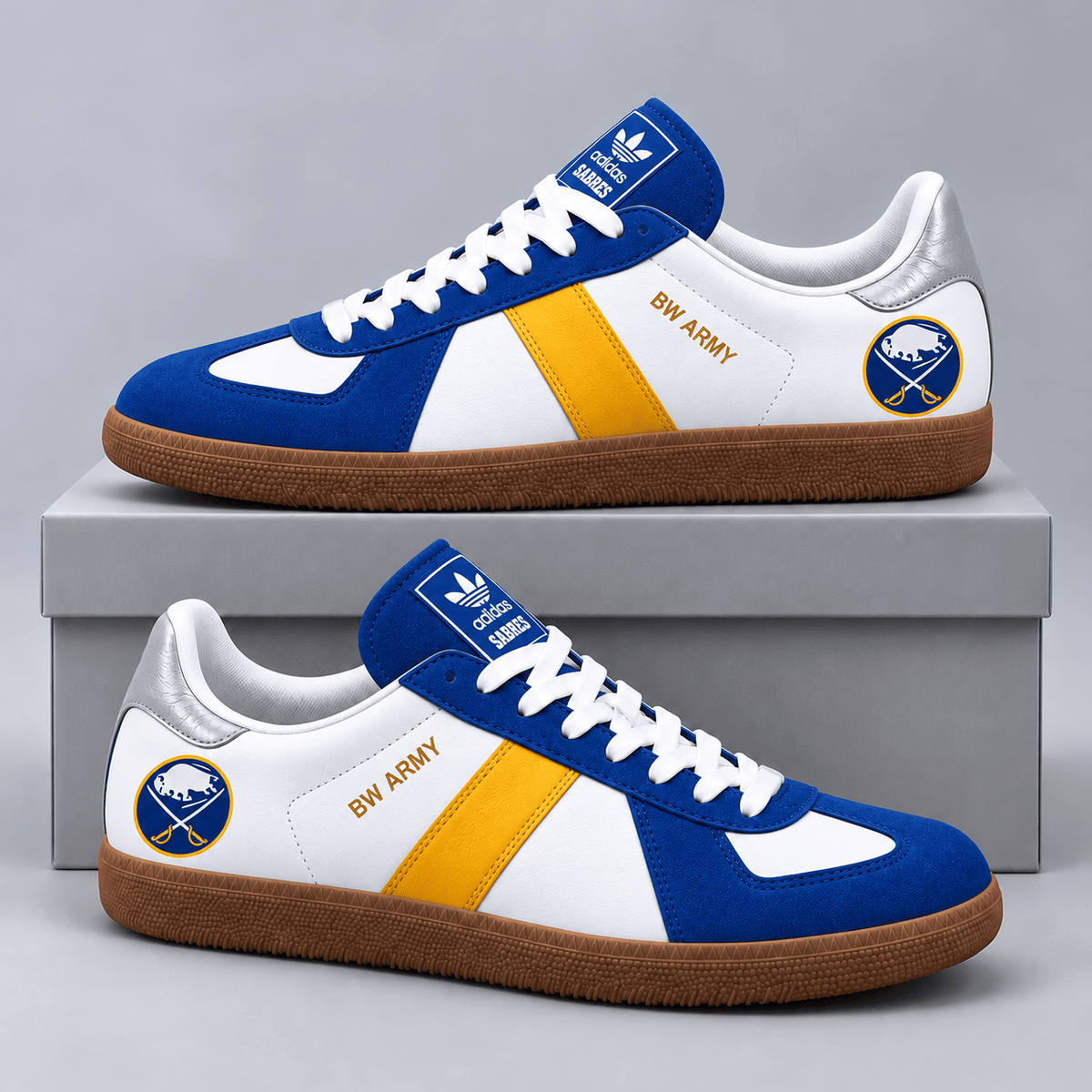 Buffalo Sabres | Premium NHL BW Army Retro Low Top Sneakers with Classic Colorblock Design and Gum Sole NDN cover