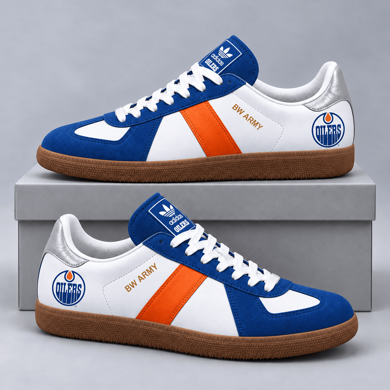 Edmonton Oilers | Premium NHL BW Army Retro Low Top Sneakers with Classic Colorblock Design and Gum Sole NDN cover