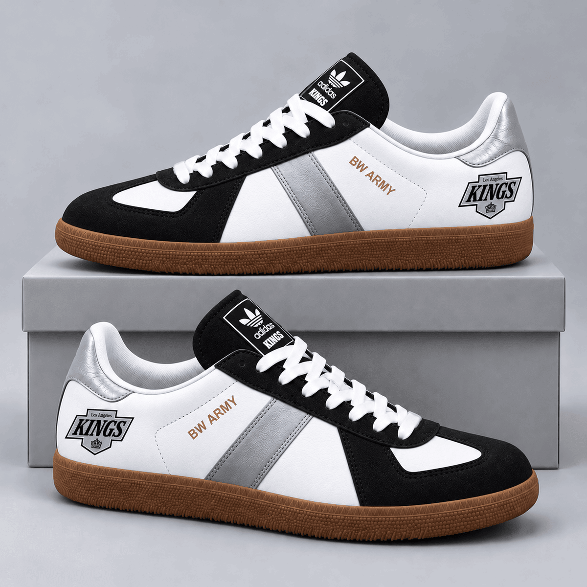 Los Angeles Kings | Premium NHL BW Army Retro Low Top Sneakers with Classic Colorblock Design and Gum Sole NDN cover