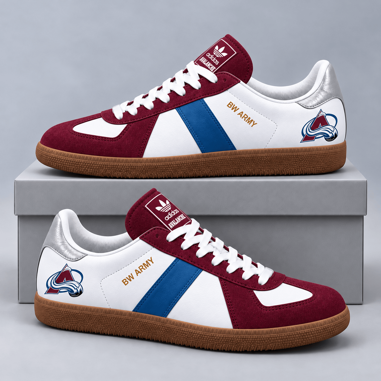 Colorado Avalanche | Premium NHL BW Army Retro Low Top Sneakers with Classic Colorblock Design and Gum Sole NDN cover