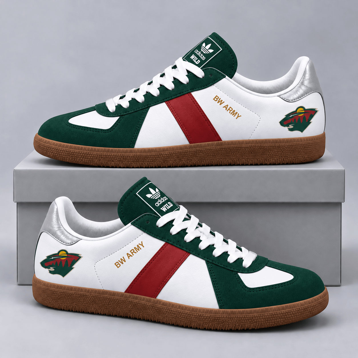 Minnesota Wild | Premium NHL BW Army Retro Low Top Sneakers with Classic Colorblock Design and Gum Sole NDN cover