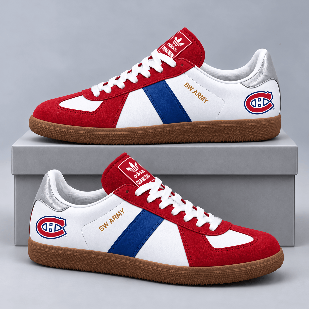 Montreal Canadiens | Premium NHL BW Army Retro Low Top Sneakers with Classic Colorblock Design and Gum Sole NDN cover