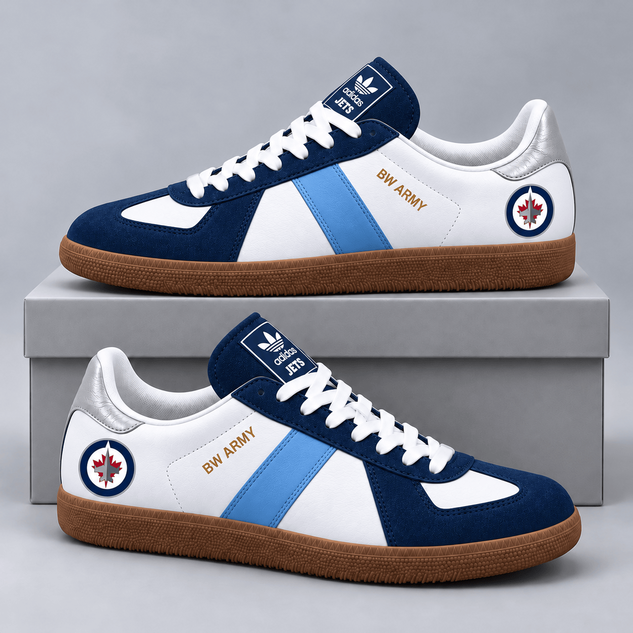 Winnipeg Jets | Premium NHL BW Army Retro Low Top Sneakers with Classic Colorblock Design and Gum Sole NDN cover