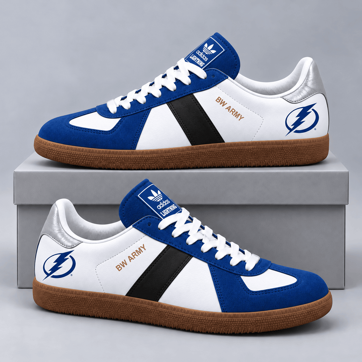 Tampa Bay Lightning | Premium NHL BW Army Retro Low Top Sneakers with Classic Colorblock Design and Gum Sole NDN cover