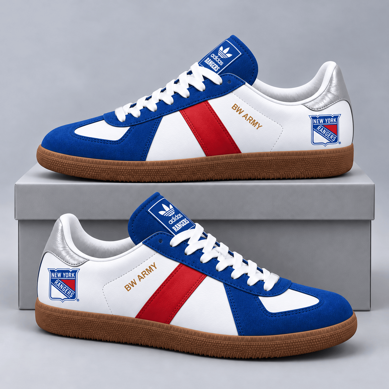 New York Rangers | Premium NHL BW Army Retro Low Top Sneakers with Classic Colorblock Design and Gum Sole NDN cover