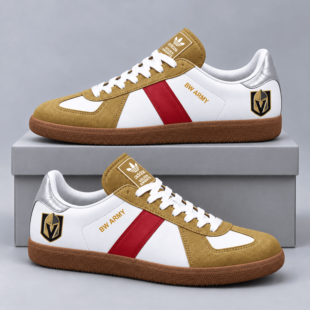 Vegas Golden Knights | Premium NHL BW Army Retro Low Top Sneakers with Classic Colorblock Design and Gum Sole NDN cover