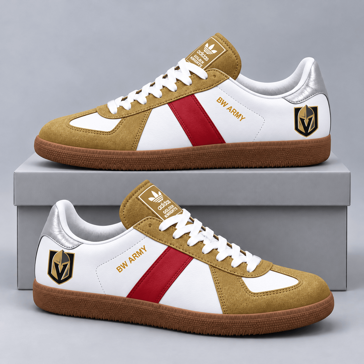 Vegas Golden Knights | Premium NHL BW Army Retro Low Top Sneakers with Classic Colorblock Design and Gum Sole NDN cover