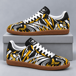 Pittsburgh Penguins | Premium NHL F50 Tiger Print Low Top Sneakers with Fierce Striped Design and Classic Gum Sole NDN cover