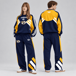 Nashville Predators | Premium NHL Retro Three Stripe Colorblock Crewneck Sweatshirt and Matching Wide Leg Track Pants Set NDN cover