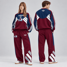 Colorado Avalanche | Premium NHL Retro Three Stripe Colorblock Crewneck Sweatshirt and Matching Wide Leg Track Pants Set NDN cover