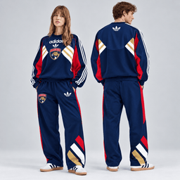 Florida Panthers | Premium NHL Retro Three Stripe Colorblock Crewneck Sweatshirt and Matching Wide Leg Track Pants Set NDN cover
