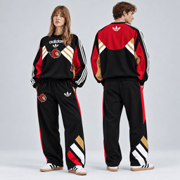 Ottawa Senators | Premium NHL Retro Three Stripe Colorblock Crewneck Sweatshirt and Matching Wide Leg Track Pants Set NDN cover