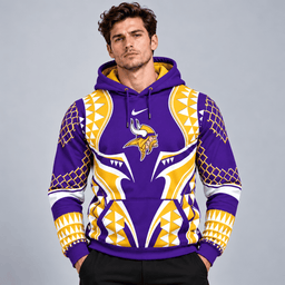 Minnesota Vikings | Premium NFL Tribal Geometric Pattern Pullover Hoodie With Bold Team Logo All Over Print Fanwear NDN cover