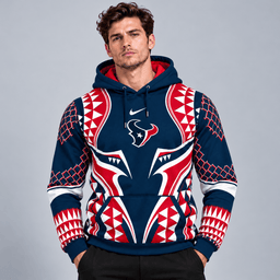 Houston Texans | Premium NFL Tribal Geometric Pattern Pullover Hoodie With Bold Team Logo All Over Print Fanwear NDN cover