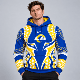 Los Angeles Rams | Premium NFL Tribal Geometric Pattern Pullover Hoodie With Bold Team Logo All Over Print Fanwear NDN cover