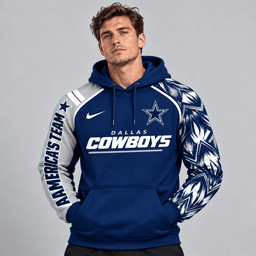 Dallas Cowboys | Premium NFL Dynamic Brushstroke Graphic Asymmetric Sleeve Pullover Hoodie With Team Logo And Bold Lettering NDN cover