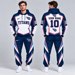 Tennessee Titans | Premium NFL Personalized Name Number Shield Panel Colorblock Pullover Hoodie And Matching Athletic Jogger Pants Tracksuit Set NDN cover