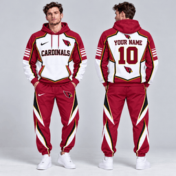 Arizona Cardinals | Premium NFL Personalized Name Number Shield Panel Colorblock Pullover Hoodie And Matching Athletic Jogger Pants Tracksuit Set NDN cover