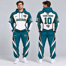 Jacksonville Jaguars | Premium NFL Personalized Name Number Shield Panel Colorblock Pullover Hoodie And Matching Athletic Jogger Pants Tracksuit Set NDN cover