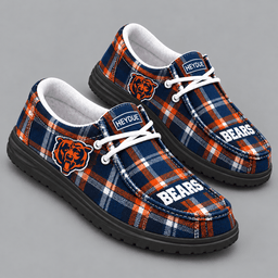 Chicago Bears | Premium NFL Classic Plaid Checkered HEYDUDE Casual Loafers With Team Logo And Lightweight Comfort Sole NDN cover