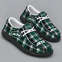 New York Jets | Premium NFL Classic Plaid Checkered HEYDUDE Casual Loafers With Team Logo And Lightweight Comfort Sole NDN cover