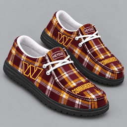 Washington Commanders | Premium NFL Classic Plaid Checkered HEYDUDE Casual Loafers With Team Logo And Lightweight Comfort Sole NDN cover