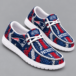 New England Patriots | Premium NFL Exotic Snakeskin Pattern HEYDUDE Casual Loafers With Team Logo And Lightweight Comfort Sole NDN cover