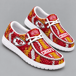 Kansas City Chiefs | Premium NFL Exotic Snakeskin Pattern HEYDUDE Casual Loafers With Team Logo And Lightweight Comfort Sole NDN cover