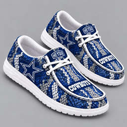 Dallas Cowboys | Premium NFL Exotic Snakeskin Pattern HEYDUDE Casual Loafers With Team Logo And Lightweight Comfort Sole NDN cover