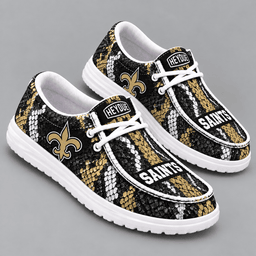 New Orleans Saints | Premium NFL Exotic Snakeskin Pattern HEYDUDE Casual Loafers With Team Logo And Lightweight Comfort Sole NDN cover