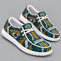 Jacksonville Jaguars | Premium NFL Exotic Snakeskin Pattern HEYDUDE Casual Loafers With Team Logo And Lightweight Comfort Sole NDN cover