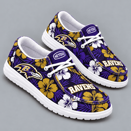 Baltimore Ravens | Premium NFL Tropical Hibiscus Floral Print HEYDUDE Casual Loafers With Team Logo And Lightweight Comfort Sole NDN cover
